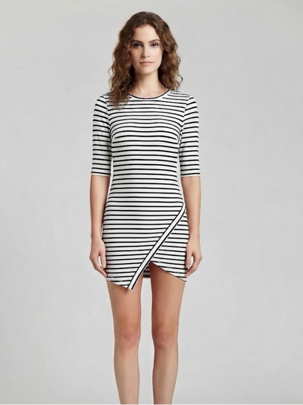 Kaiyimei NWT Striped White and Black Asymmetric Hem Dress M/L -House of Elegance